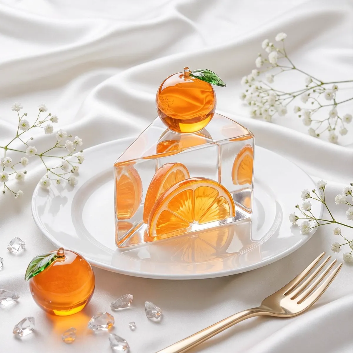 Create a luxury fashion-editorial still life of a sharp triangular prism cake… — 3/3