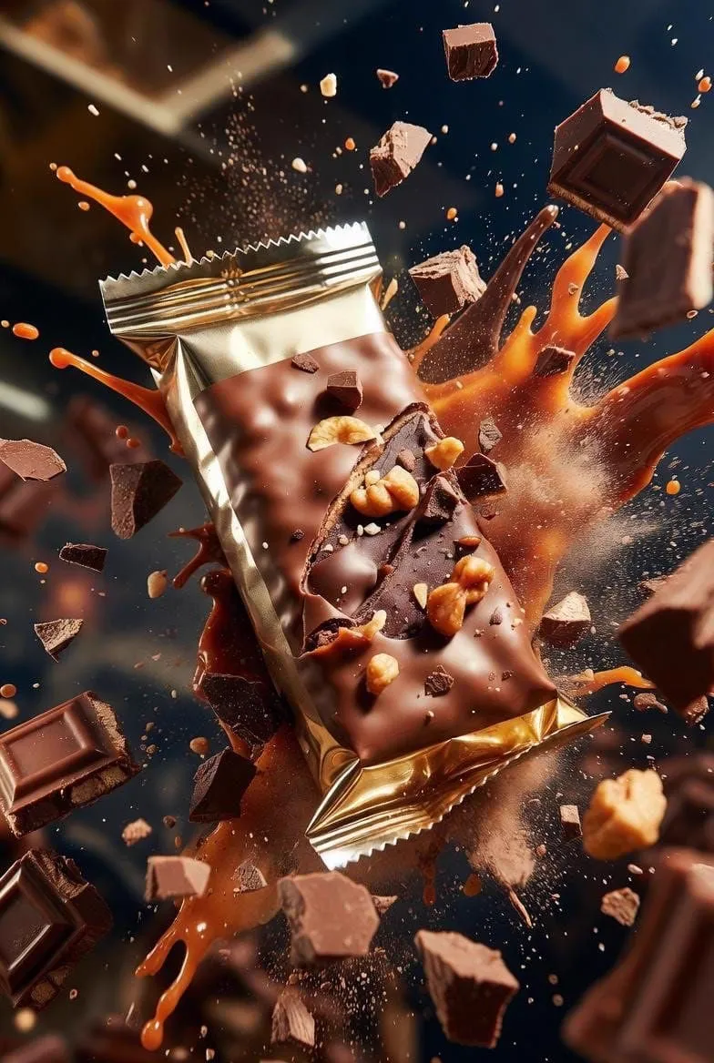 Ultra-cinematic product photography of a premium protein bar wrapped in… — 4/4
