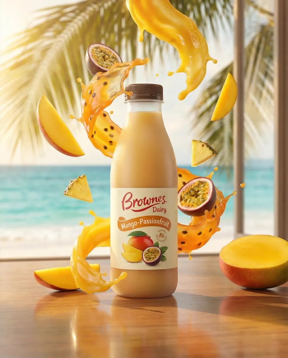 Ultra-realistic product ad of a premium fruit drink bottle, dynamic liquid… — 2/4