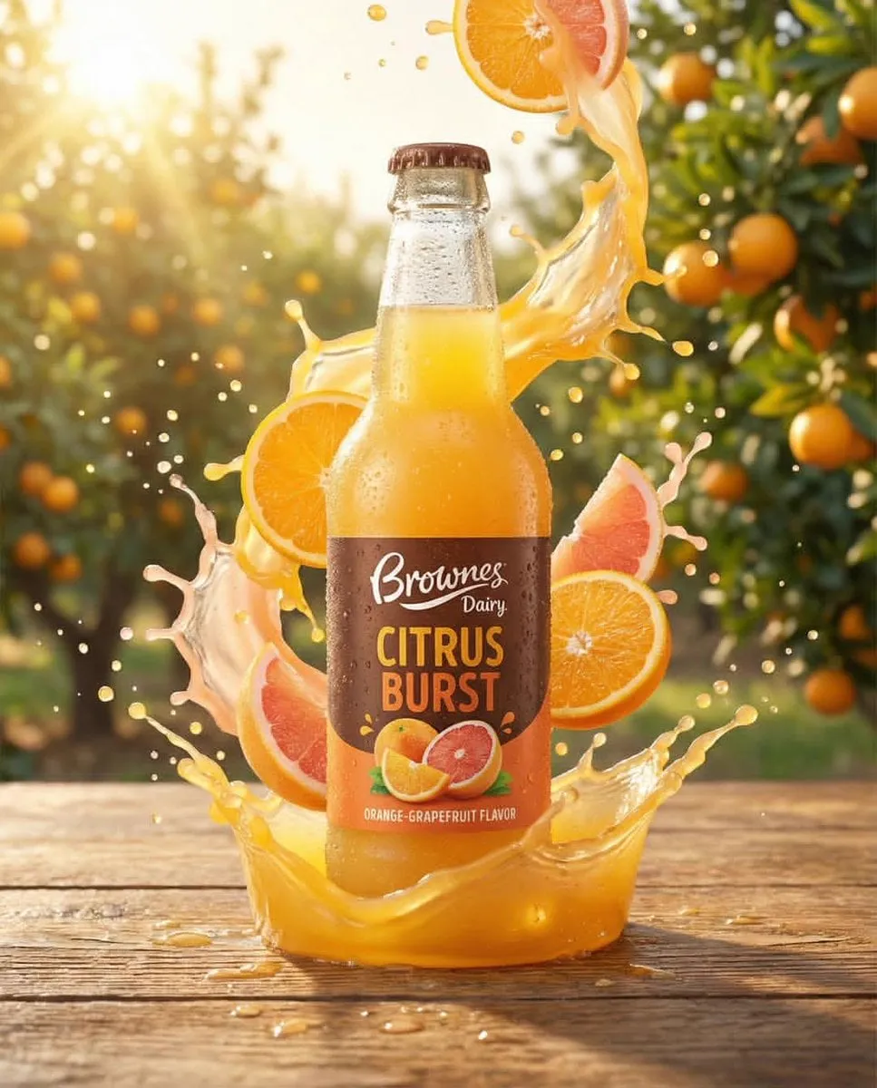 Ultra-realistic product ad of a premium fruit drink bottle, dynamic liquid… — 4/4