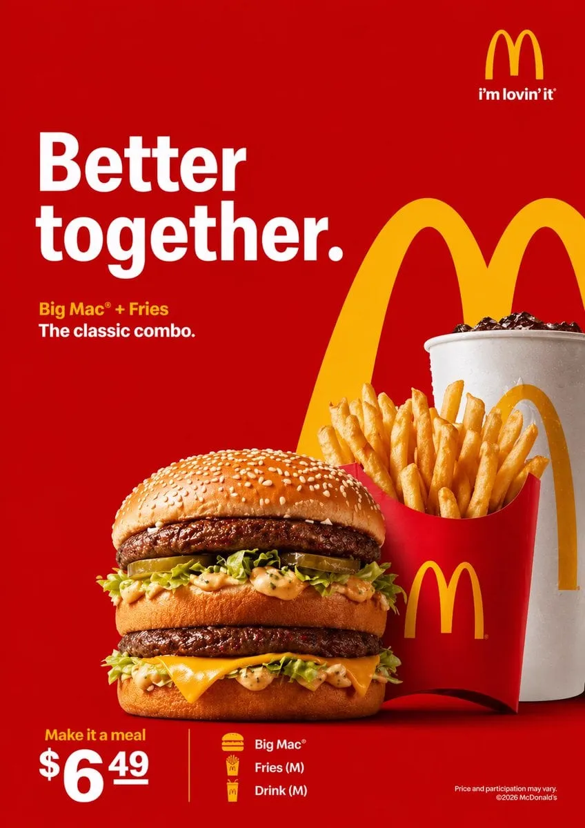Create a clean, high-quality McDonald’s advertisement