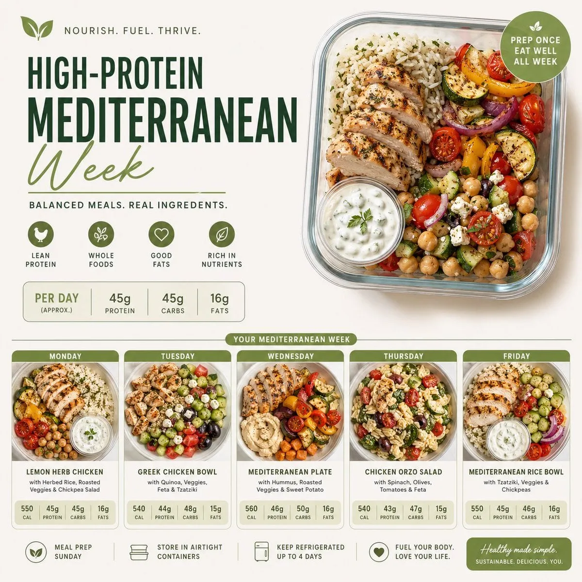 Clean & appetizing meal prep layouts Design a minimalist healthy meal prep…