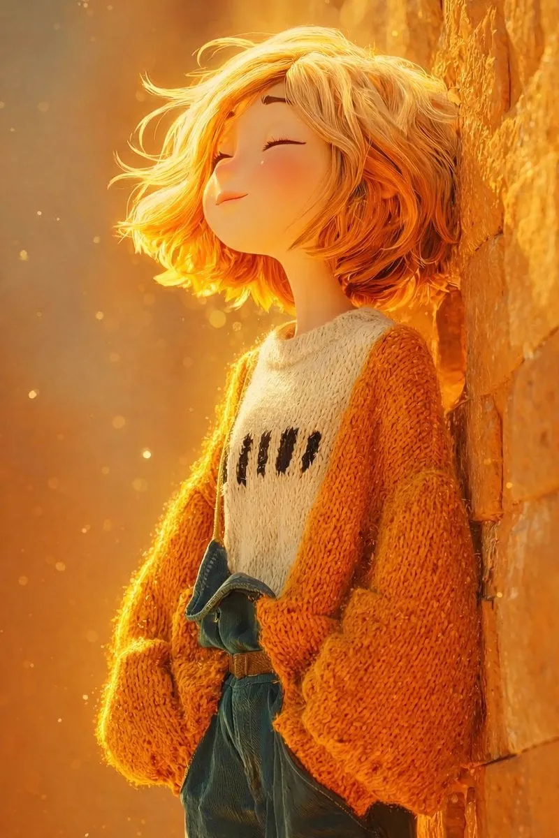 The scene is lit by warm golden hour sunlight, with glowing dust particles… — 2/2