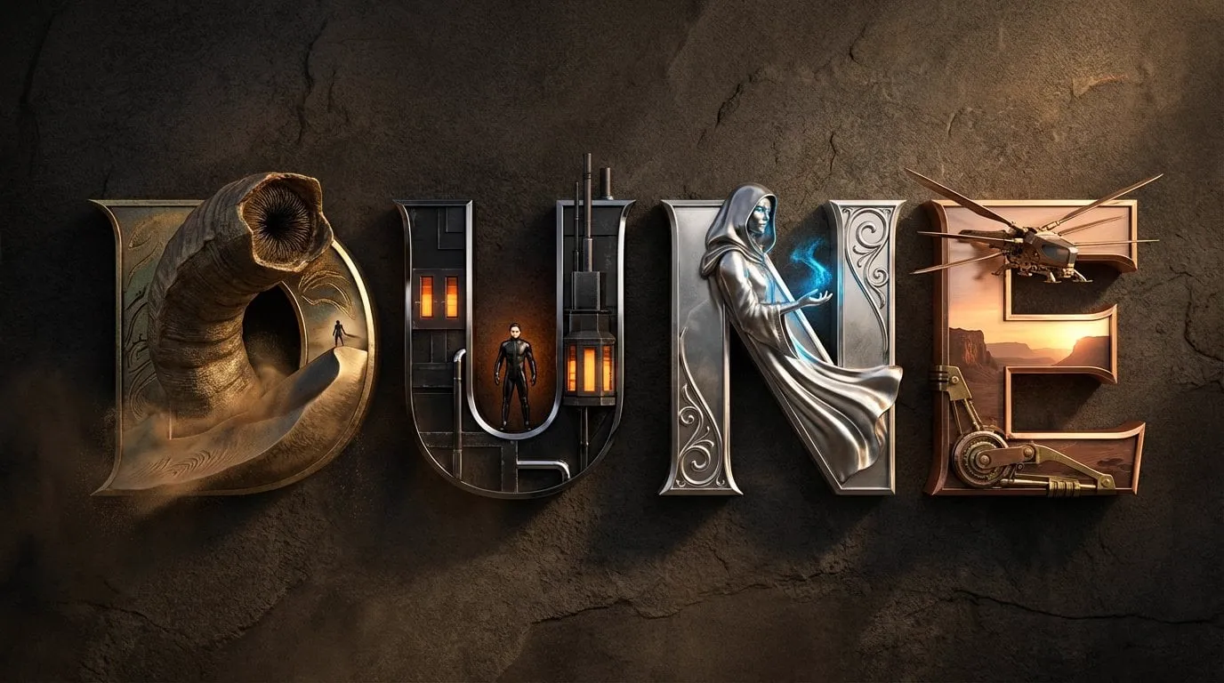 Create a high-quality 3D metallic typography composition of the title [MOVIE /… — 2/4