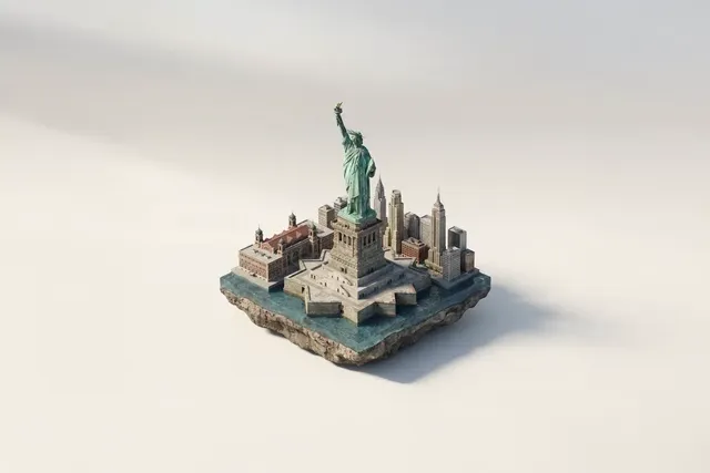 Miniature Isometric Architectural Diorama of Landmark