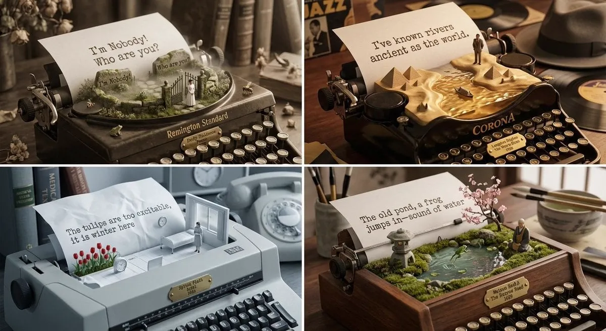 Role: Literary Curator & Typewriter Sculptor Input: [Poet or Poem, e.g., T.S