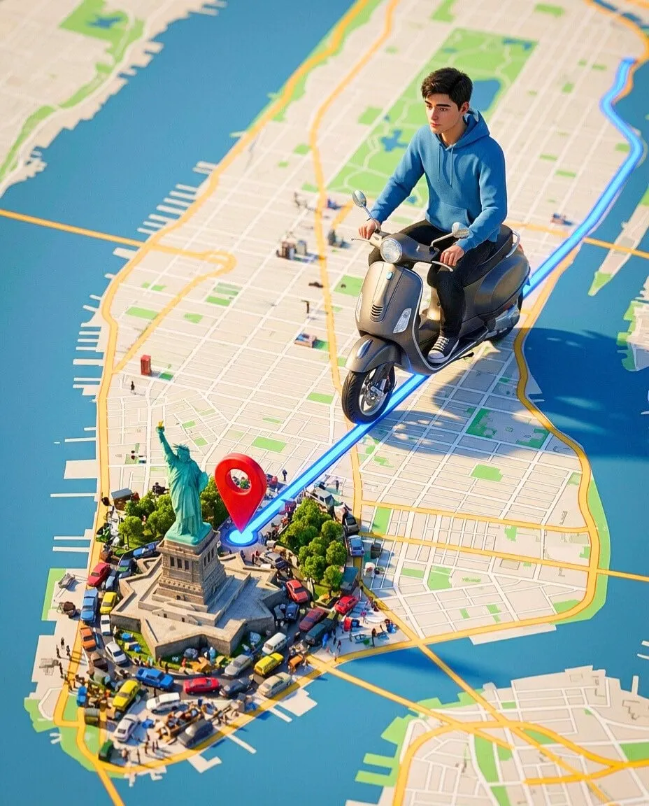 Vertical 4:5 surreal 3D scene featuring a photorealistic character generatedâŚ