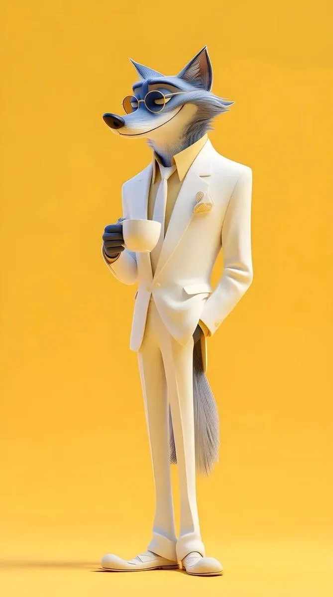 Full-body 3D stylized anthropomorphic cartoon dog character wearing modern… — 3/4