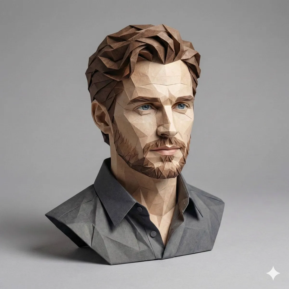 A hyper-detailed, origami-style version of a person, folded from high-quality… — 2/4