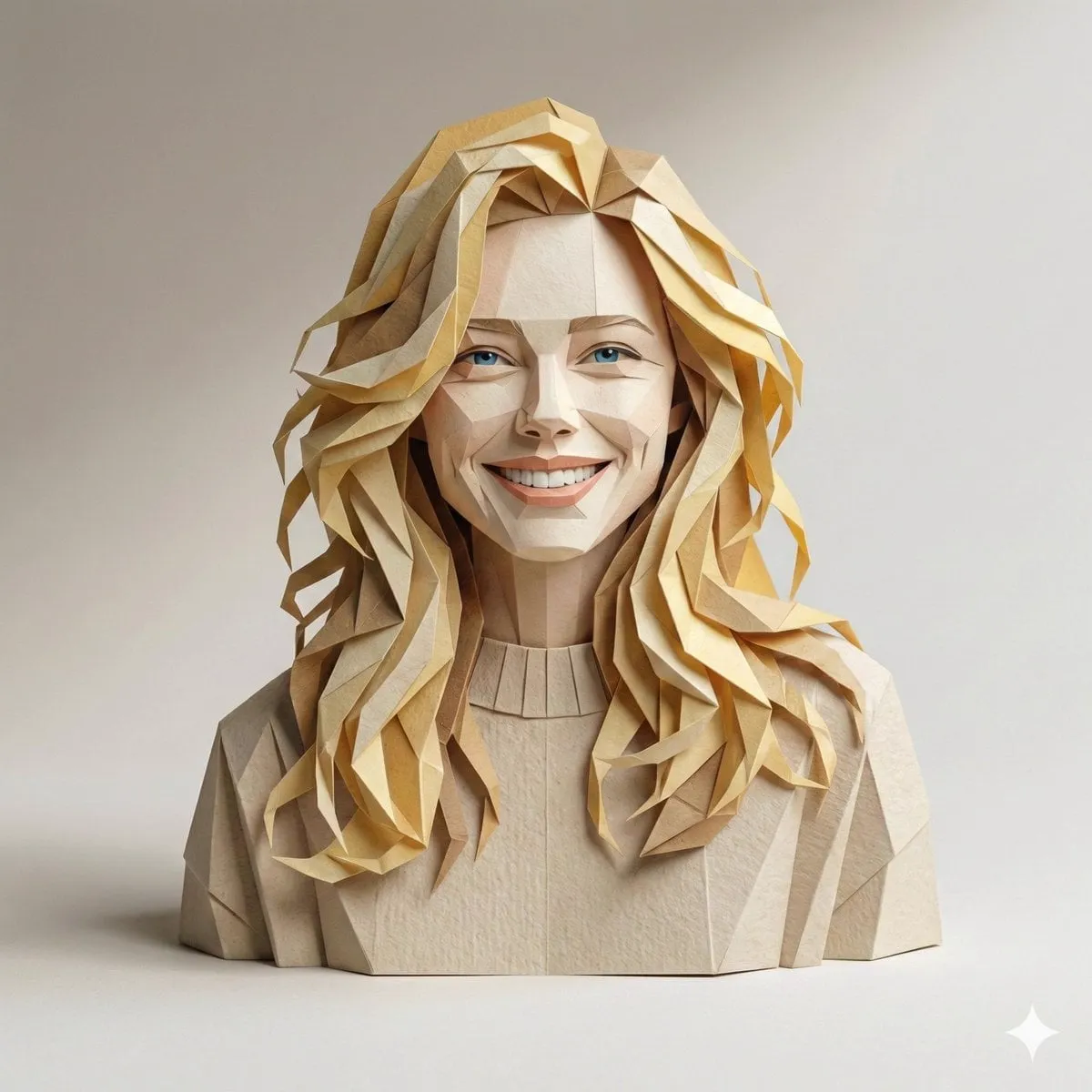 A hyper-detailed, origami-style version of a person, folded from high-quality… — 3/4