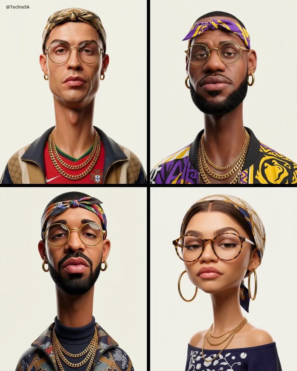 Create an exaggerated stylized 3D caricature character portrait with strong…