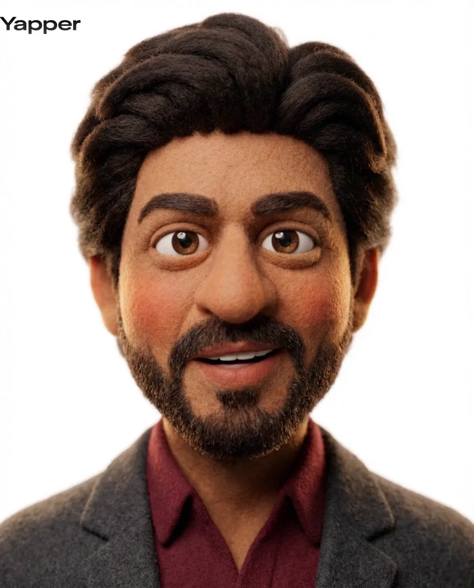 Transform the uploaded image into a stylized 3D claymation character — 1/2
