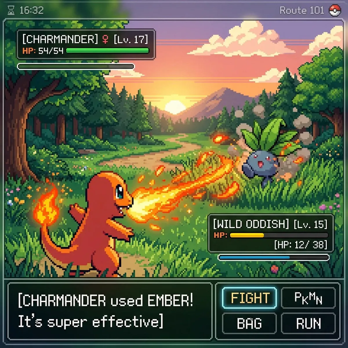 inspired by a classic pokemon gameboy screenshot but it's highly detailed…