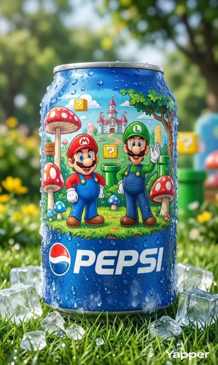 Ultra-realistic product photography of a chilled blue Pepsi can placed upright…