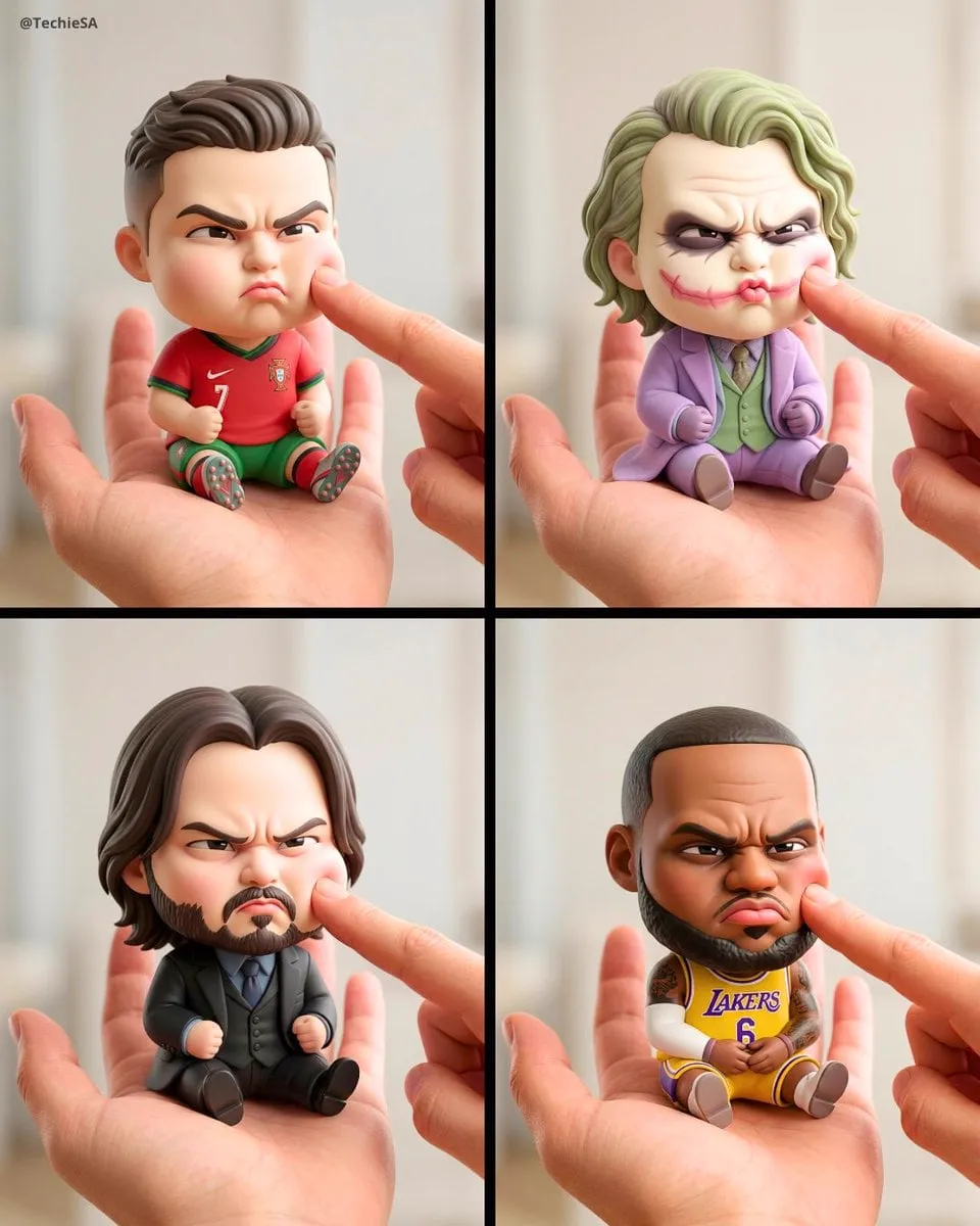 A mini chibi version of the character in the uploaded image, with a big head…