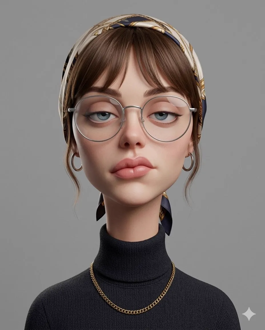 Create an exaggerated stylized 3D caricature character portrait with strong… — 2/4