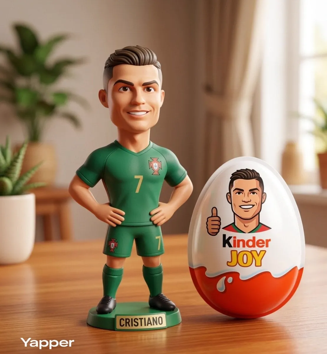 A cute stylized 3D collectible figurine inspired by Cristiano Ronaldo, with… — 1/2