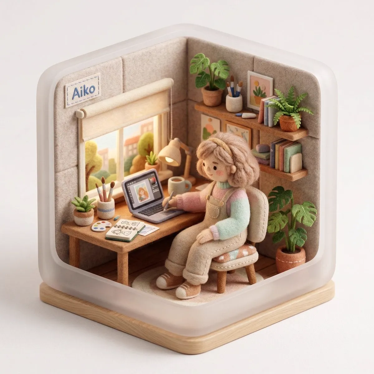 Create a 3D isometric diorama illustration of an original character named… — 4/4