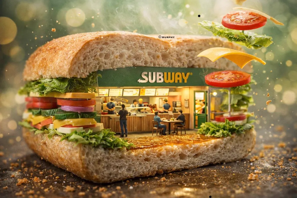 Ultra-realistic 3D miniature diorama of a [BRAND NAME] environment built inside…