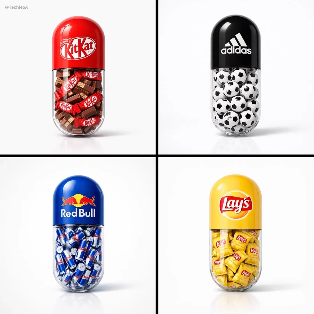 Create a minimal poster. A large capsule pill centered in the frame