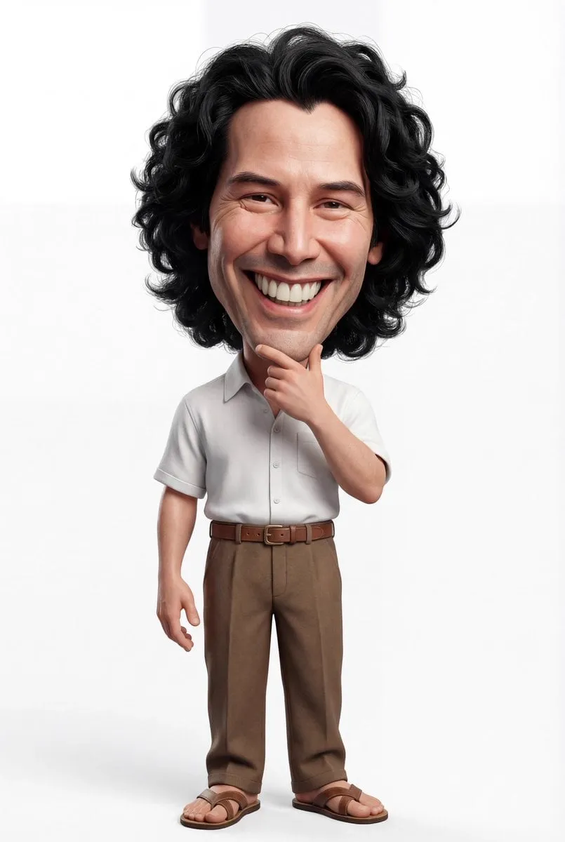A highly detailed 3D caricature of a cheerful man with an oversized head, a big… — 2/2