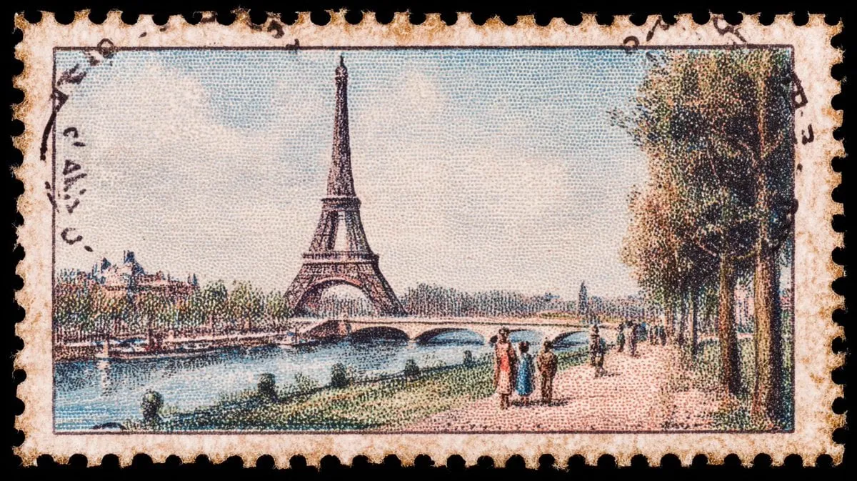 a vintage postage stamp depicting [iconic monument of a capital with people… — 4/4