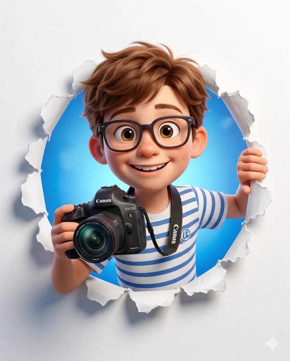 A cute stylized 3D cartoon character (boy/girl) with big expressive eyes, soft… — 1/2