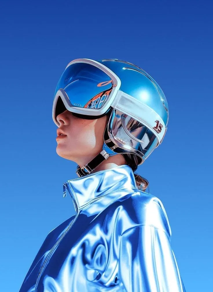 Ultra-realistic futuristic portrait of a young woman in side profile facing…