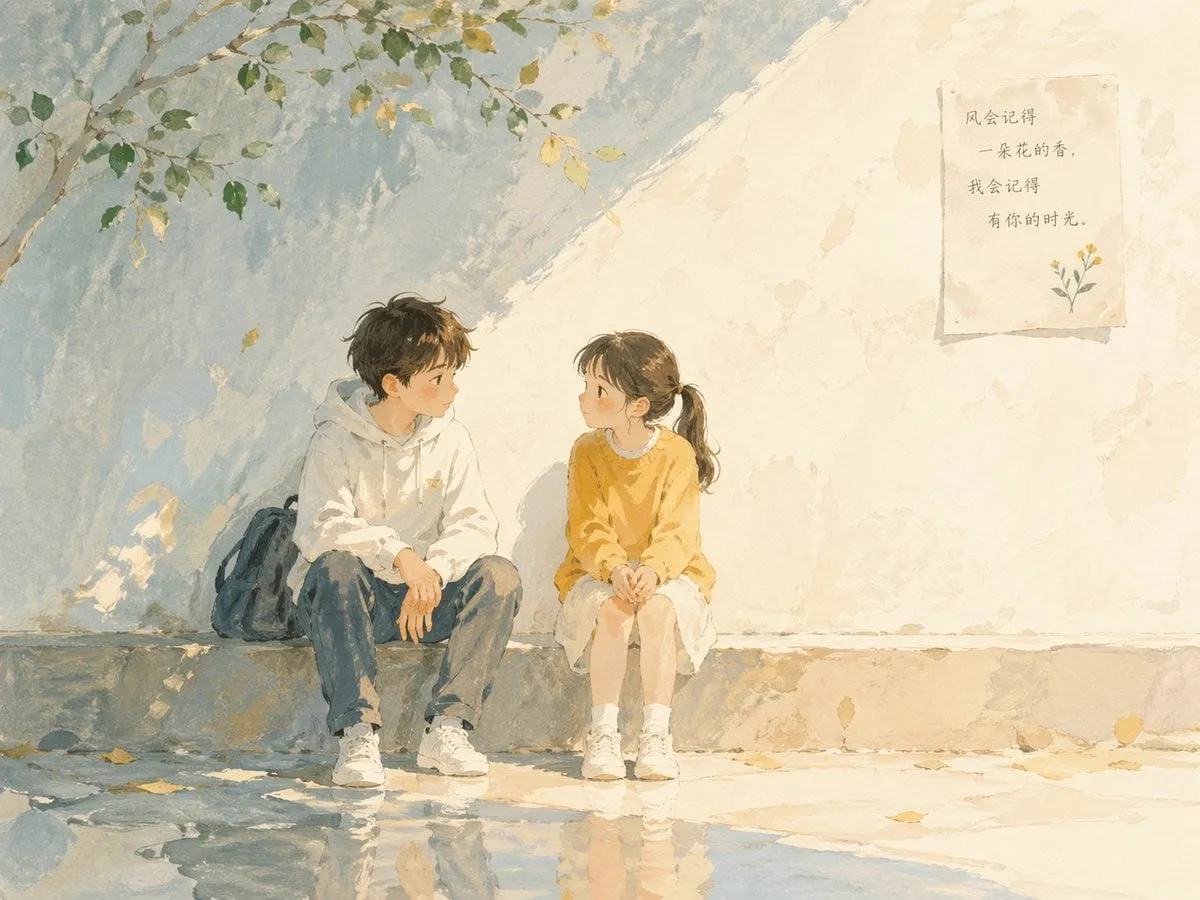 Soft poetic children's book illustration with watercolor and gouache textures