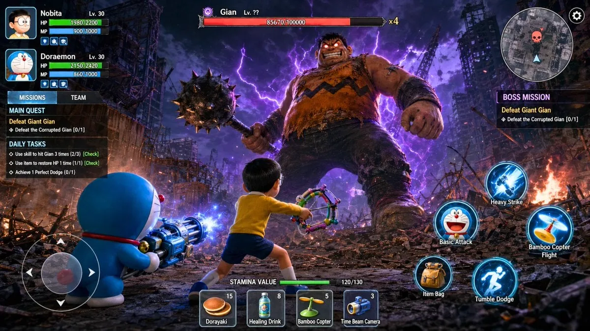 A high-resolution, photorealistic 3D action RPG mobile game screenshot of an…