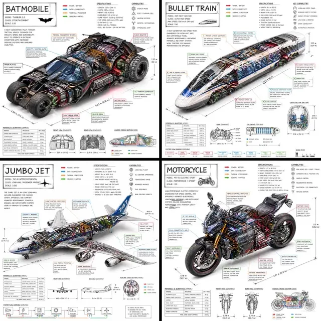 Technical Infographic of Vehicle with a 45-Degree