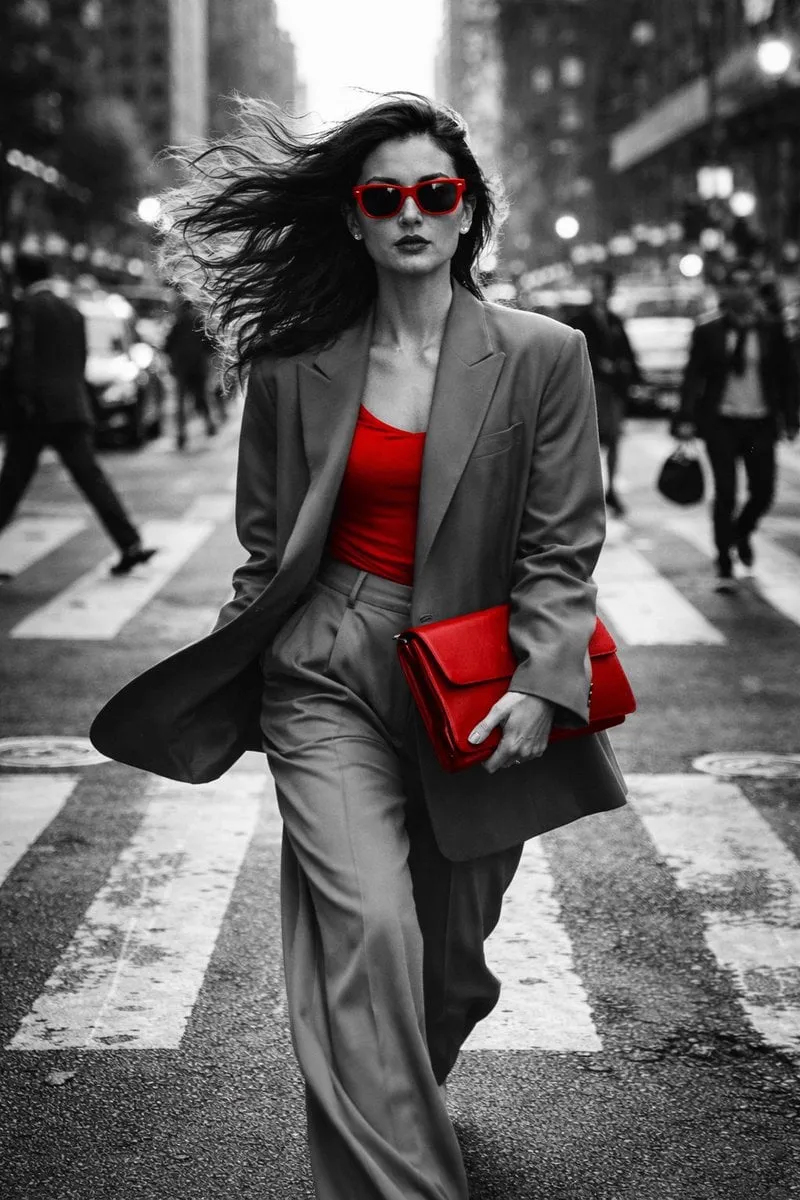 { "objective": "Generate a hyper-realistic black and white street fashion…