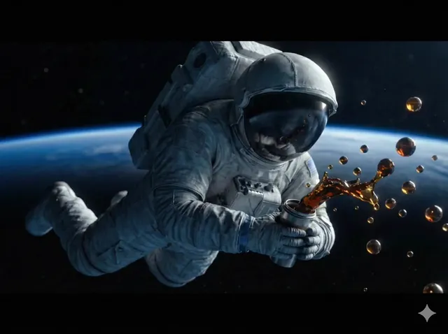 High-Detail, Cinematic Shot of an Astronaut Floating