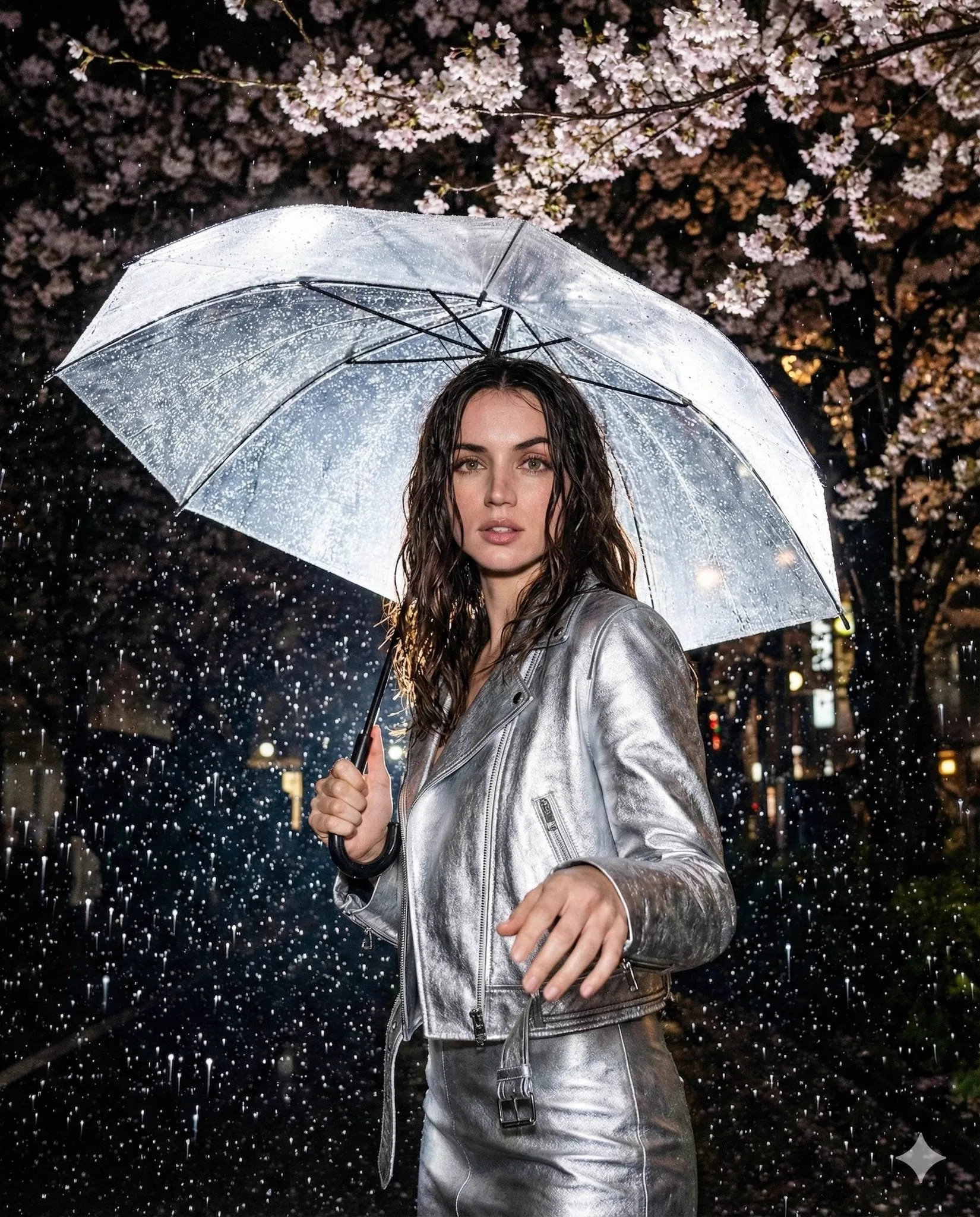 { "prompt": "High-resolution nighttime editorial portrait shot with on-camera… — 1/2
