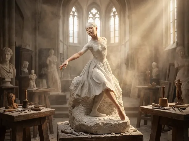 Half-Finished Marble Sculpture in a Dusty Renaissance
