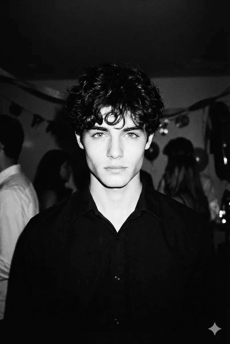 High-contrast black and white photo taken with a 1990s disposable camera at a…
