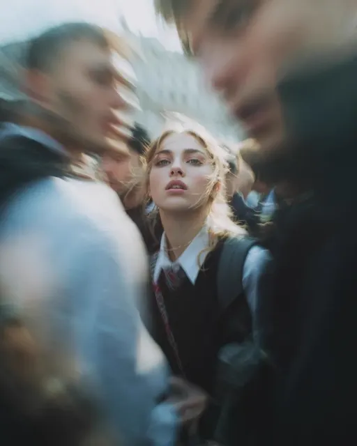 Paparazzi-Style Extreme Close-Up Photo of a Woman