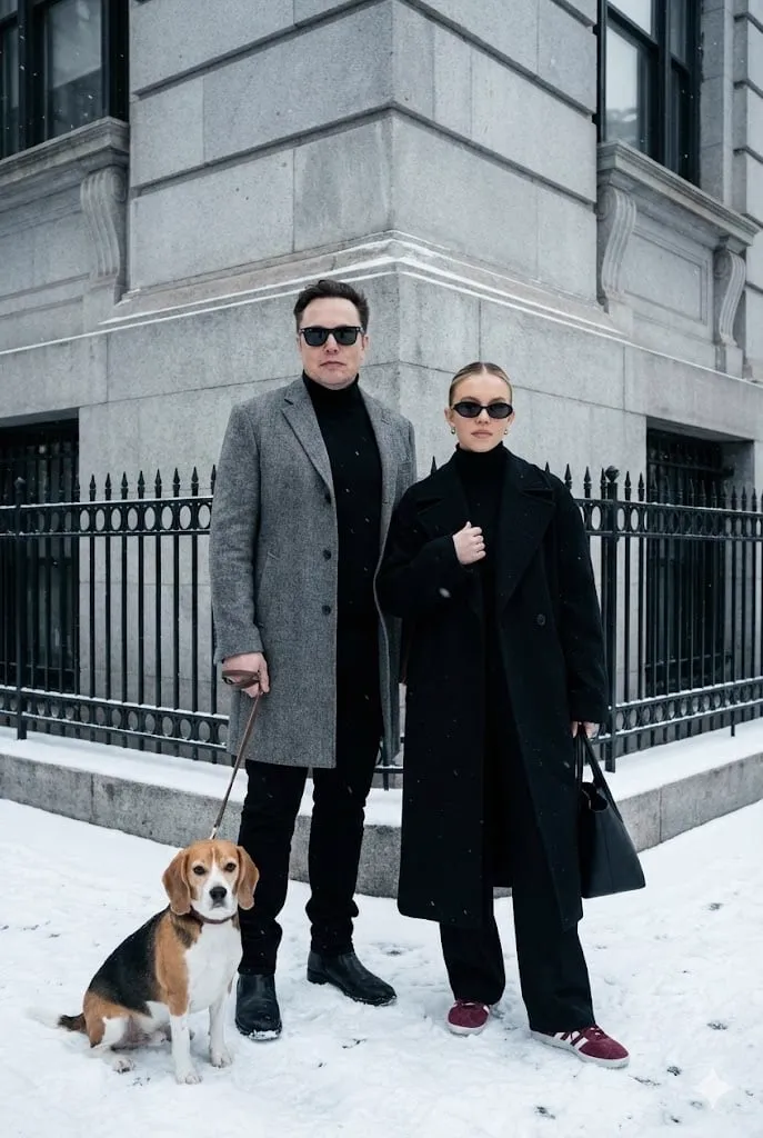 { "prompt_title": "Sophisticated Urban Winter Couple Portrait", "environment":… — 1/2