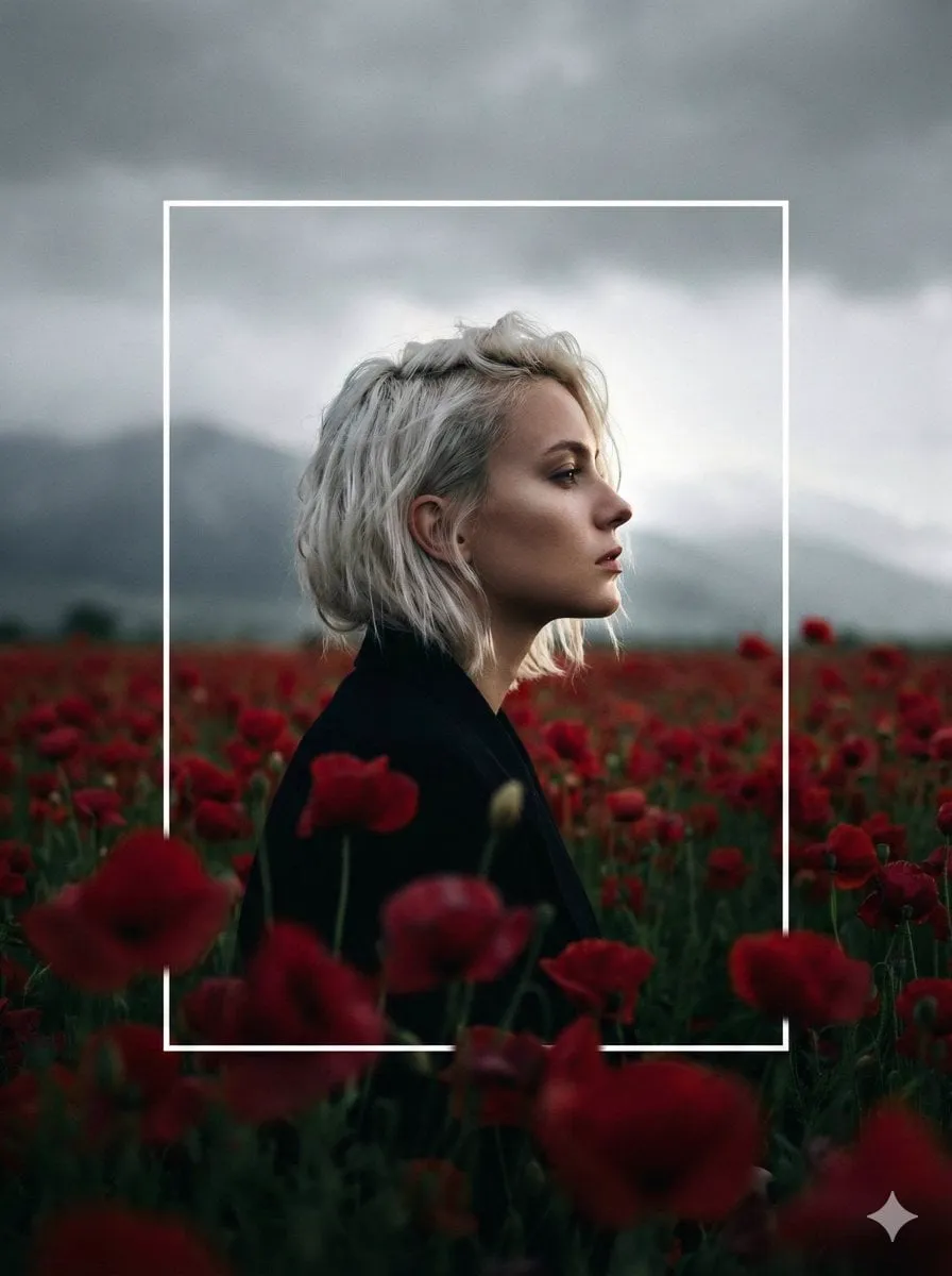 A cinematic, high-contrast profile portrait of a woman with short,…