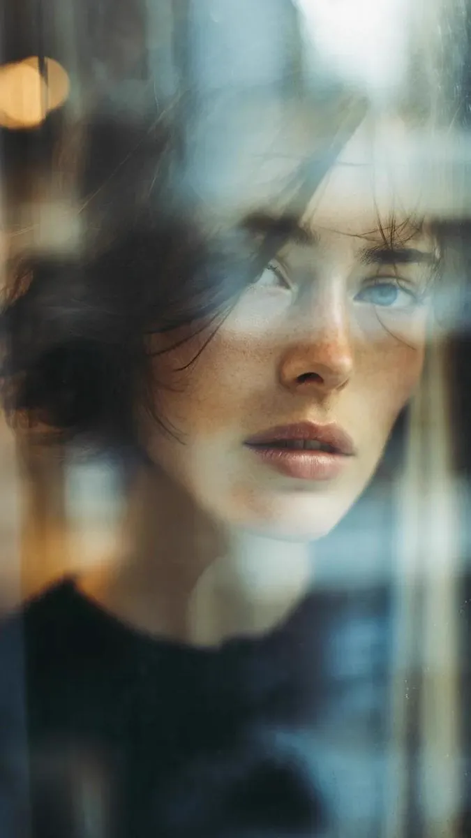 Reflection in glass window, layered composition, subject of a beautiful woman… — 2/2