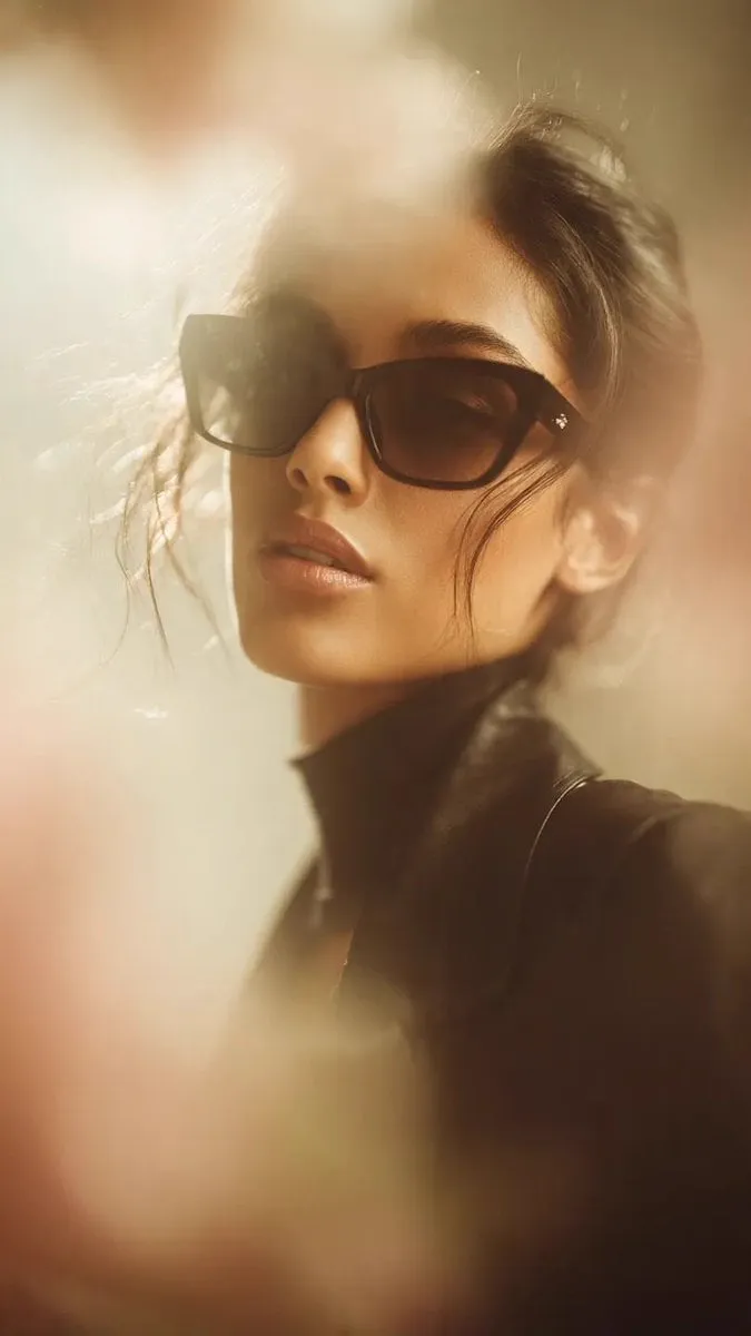 Ultra-realistic cinematic fashion portrait of a stylish woman wearing oversized… — 1/2