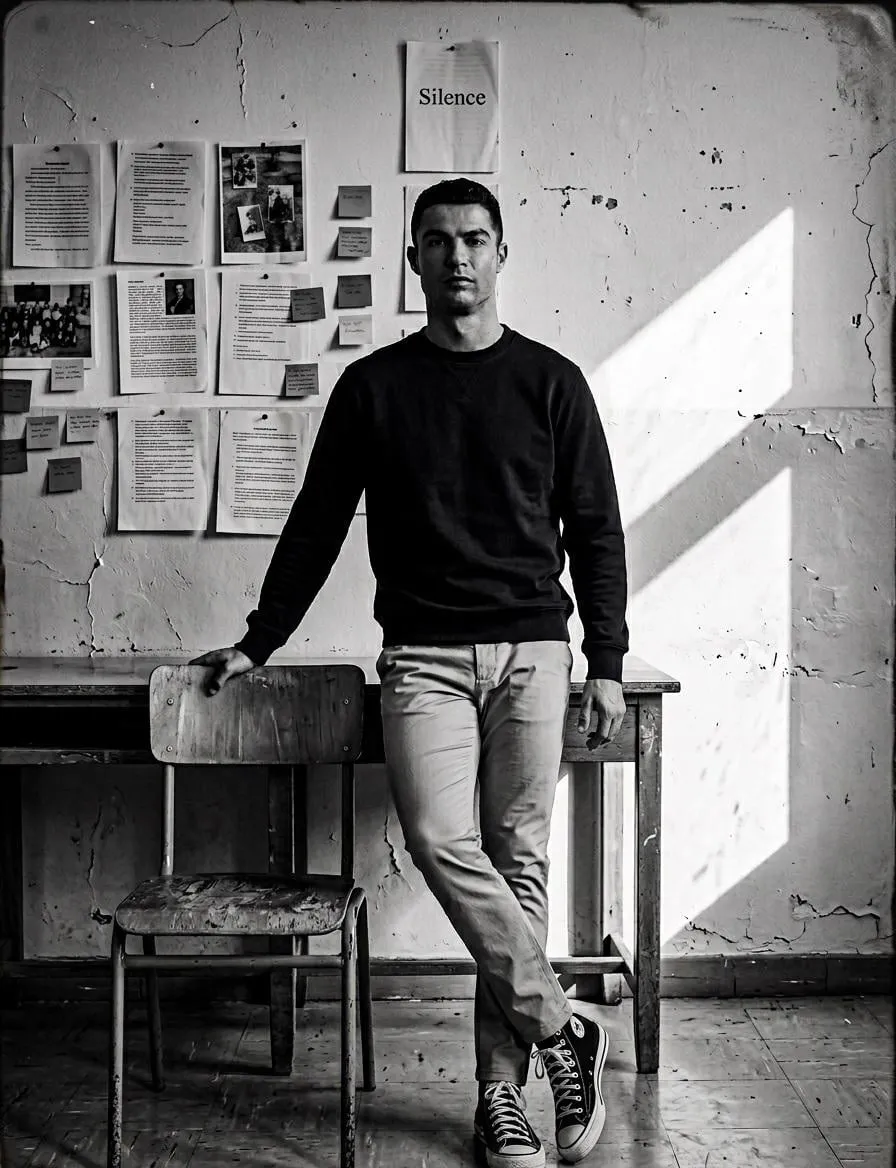 Create a high-contrast black and white portrait in a quiet classroom — 1/2