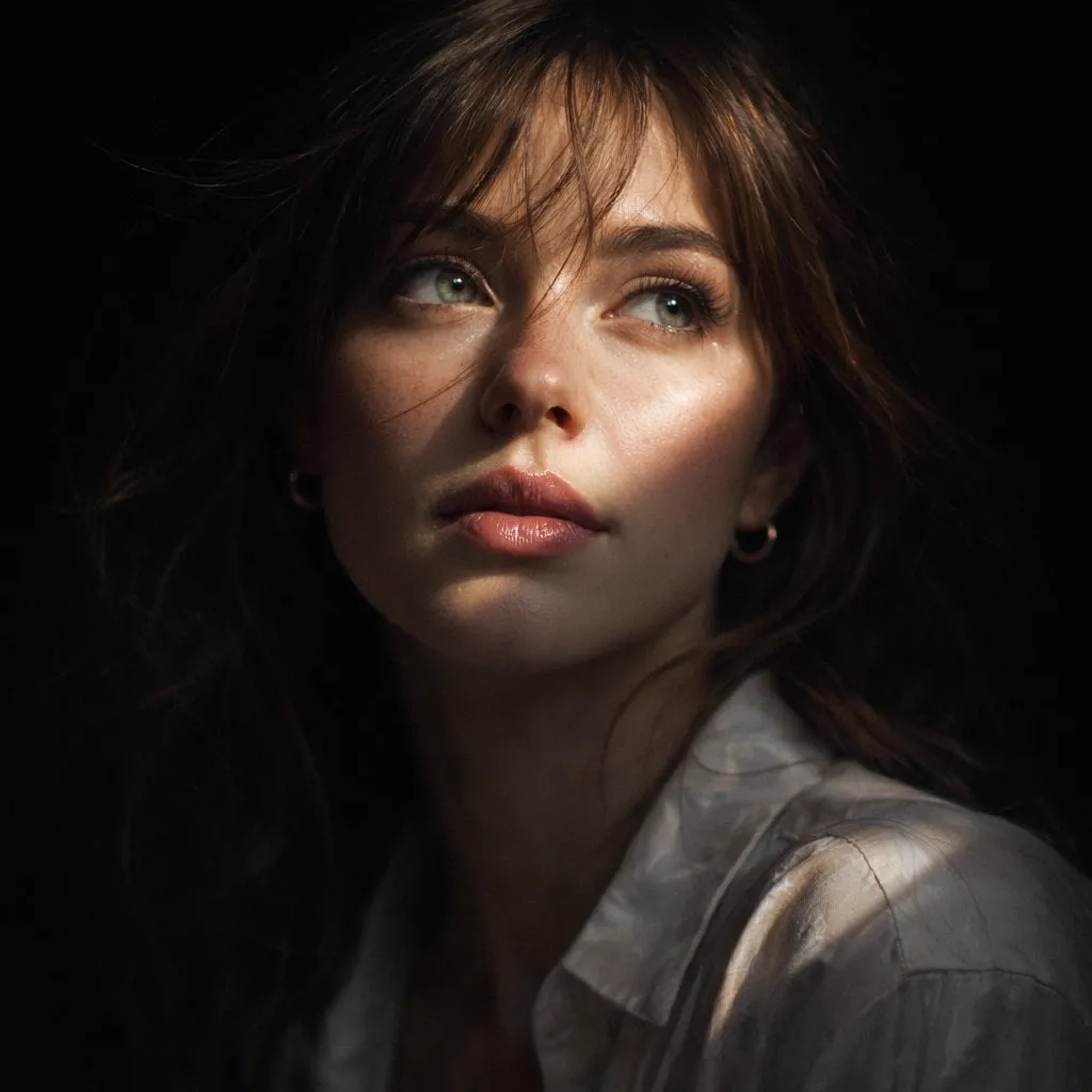 Hyper-realistic cinematic Create an 8k close-up portrait of a beautiful woman…