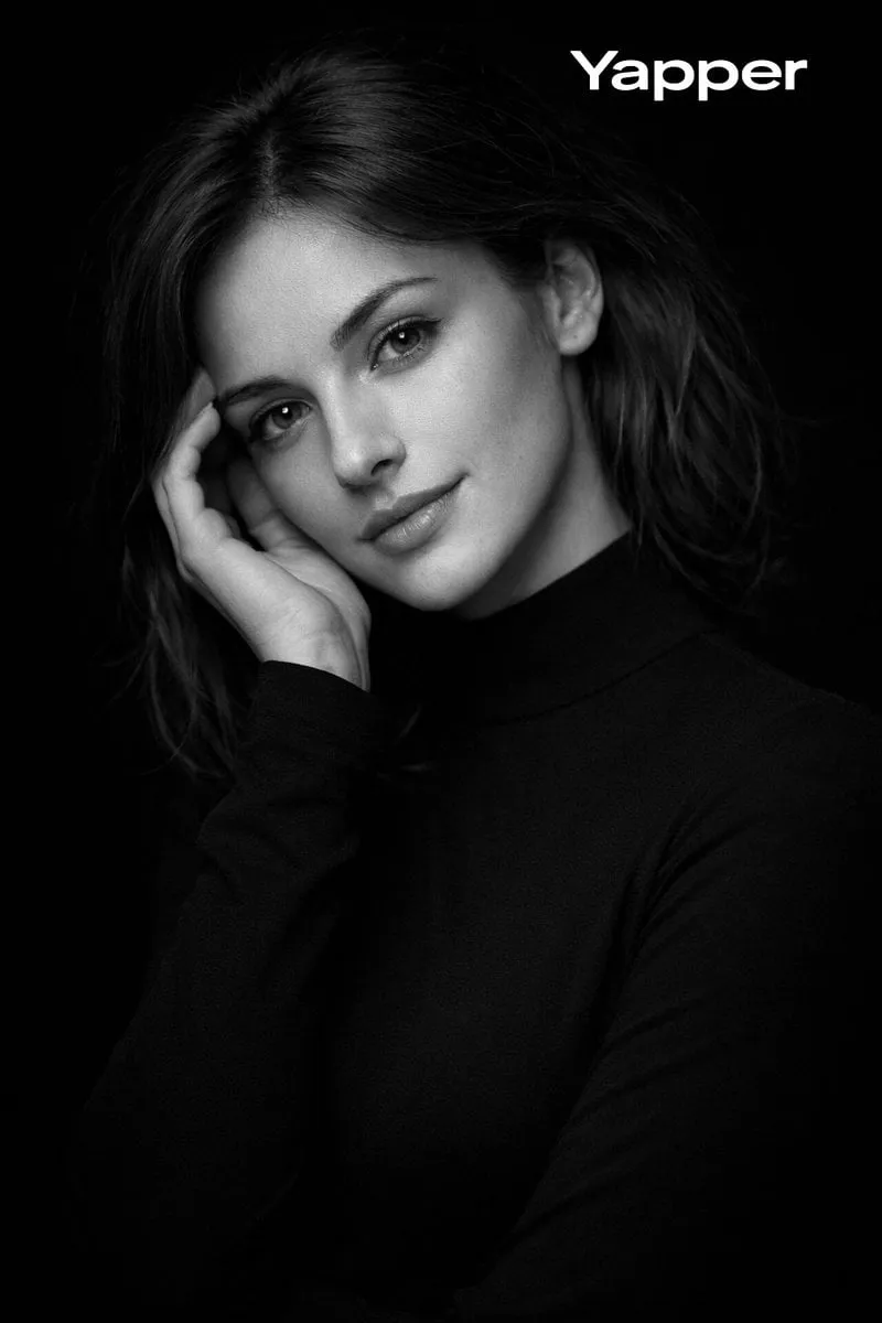 { "prompt": "High-contrast monochromatic studio portrait of a European woman… — 3/3