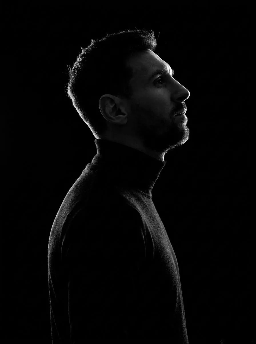 A minimalist black and white cinematic portrait featuring two individuals (male… — 2/3