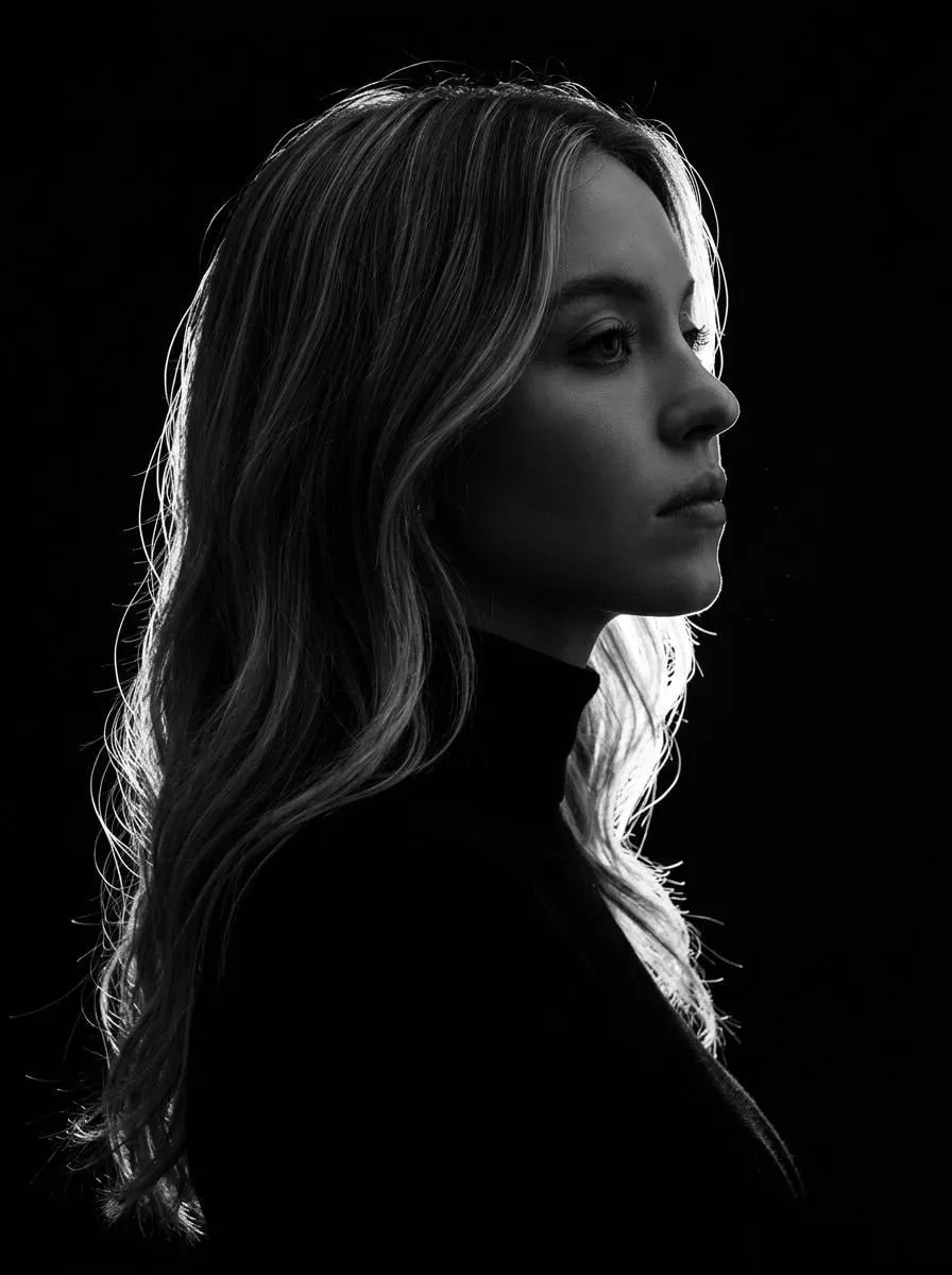 A minimalist black and white cinematic portrait featuring two individuals (male… — 3/3
