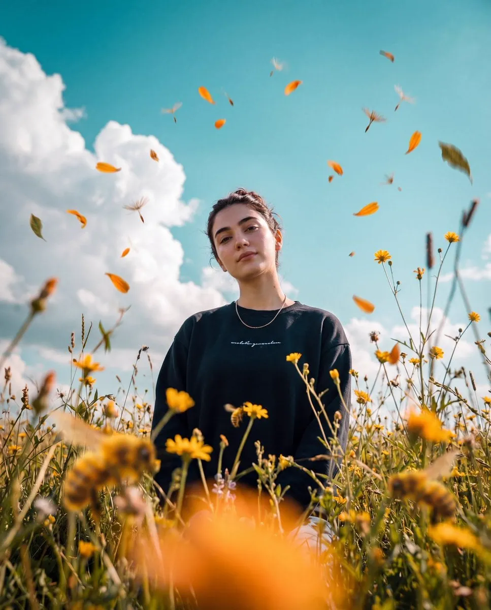 Photorealistic cinematic photo, 3:4 vertical frame, shooting from a very low… — 1/2