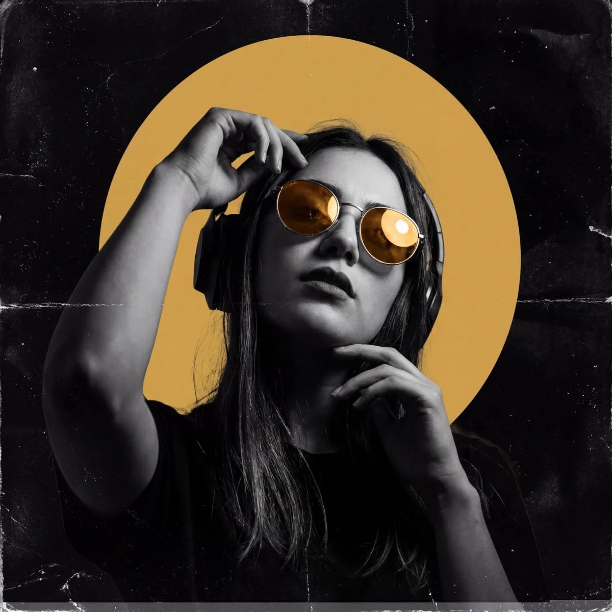 Create a dark, high‑contrast poster with a moody, underground club aesthetic