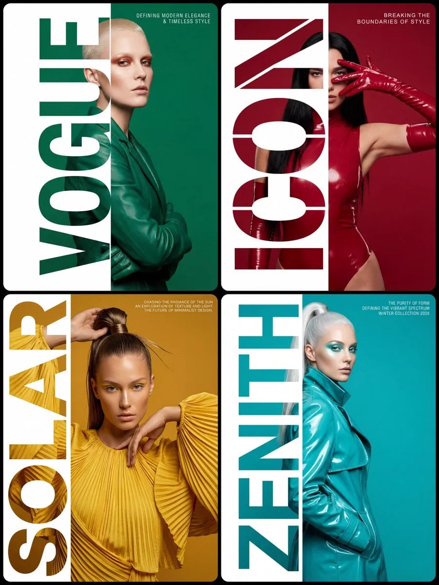 Style & Composition: High-fashion editorial typography poster with a strict 1:2…