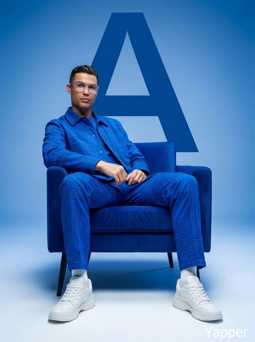 Minimalist fashion studio photoshoot featuring stylish people sitting…